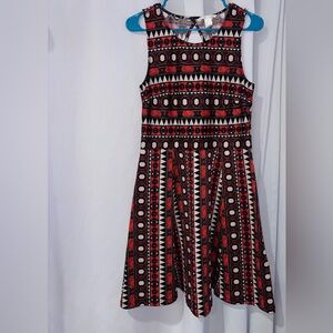 H&M Red and Black Patterned Dress medium‎ short date night pick cocktail